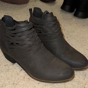 Maurices Black Woven Ankle Booties